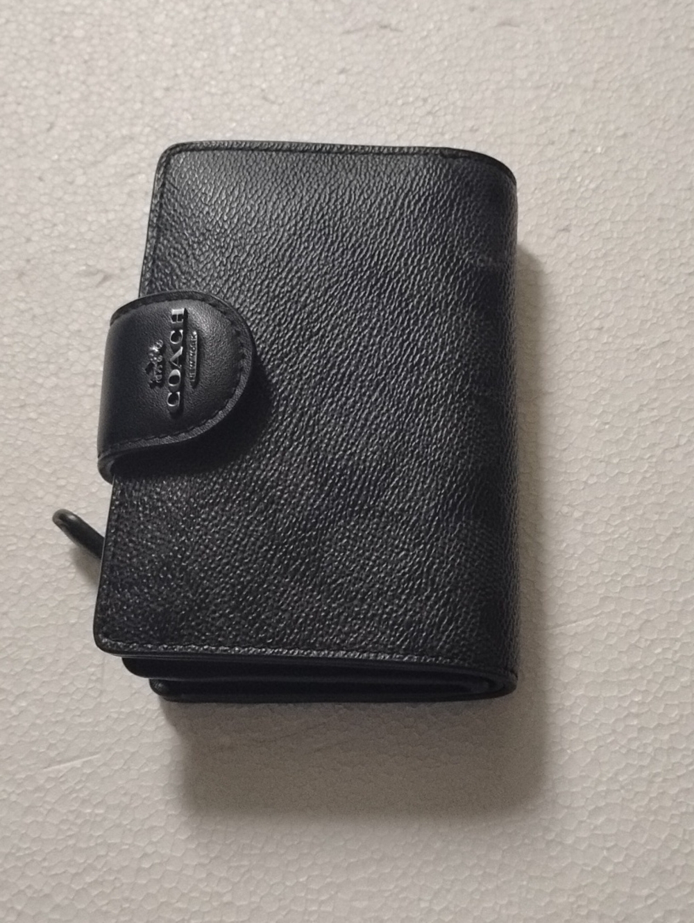 Coach Black Pebbled Leather Key & Card Organizer Wallet